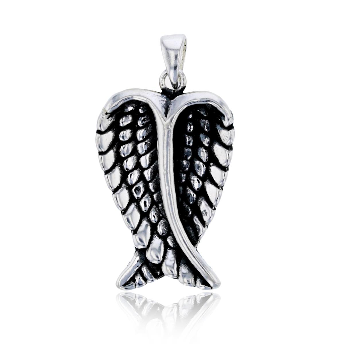 Sterling Silver Oxidized Electroformed Wings Dangling Pendant