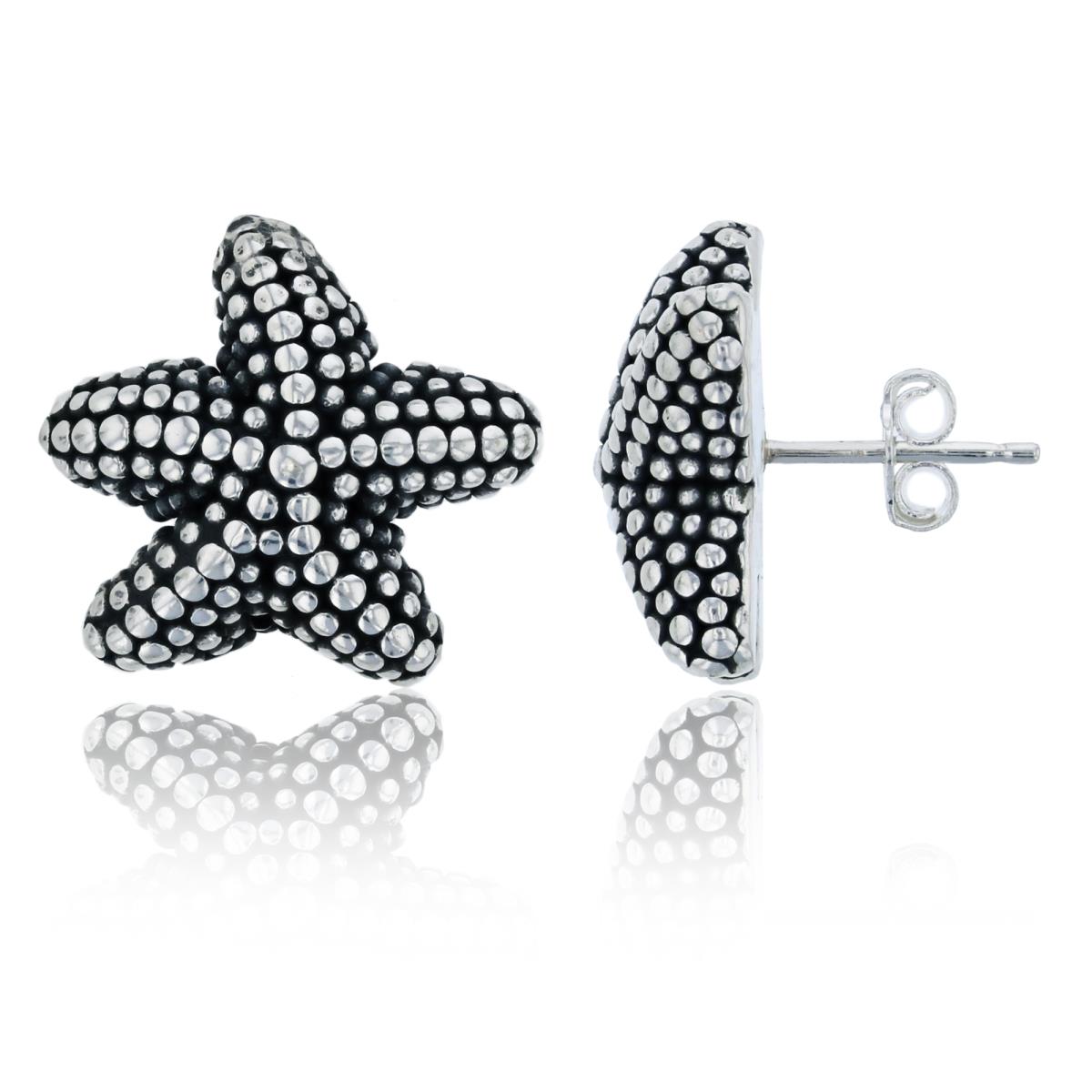 Sterling Silver Oxidized Electroformed Bubble Starfish Stud Earring