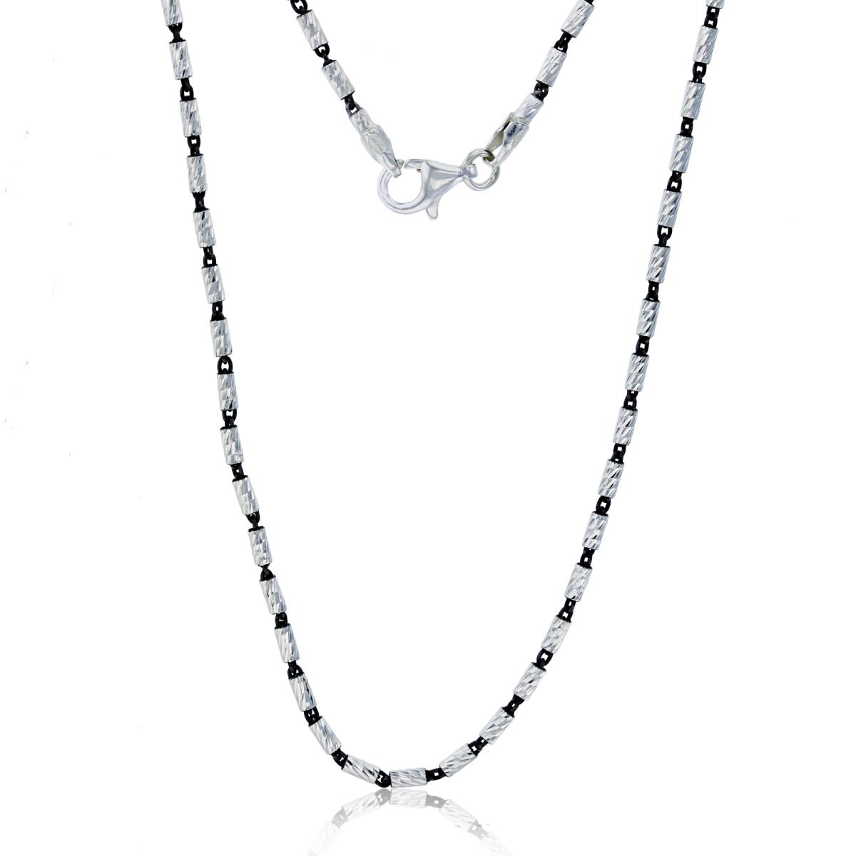 Sterling Silver Black & White 1.70mm Diamond Cut Lumachina 18" Chain Necklace
