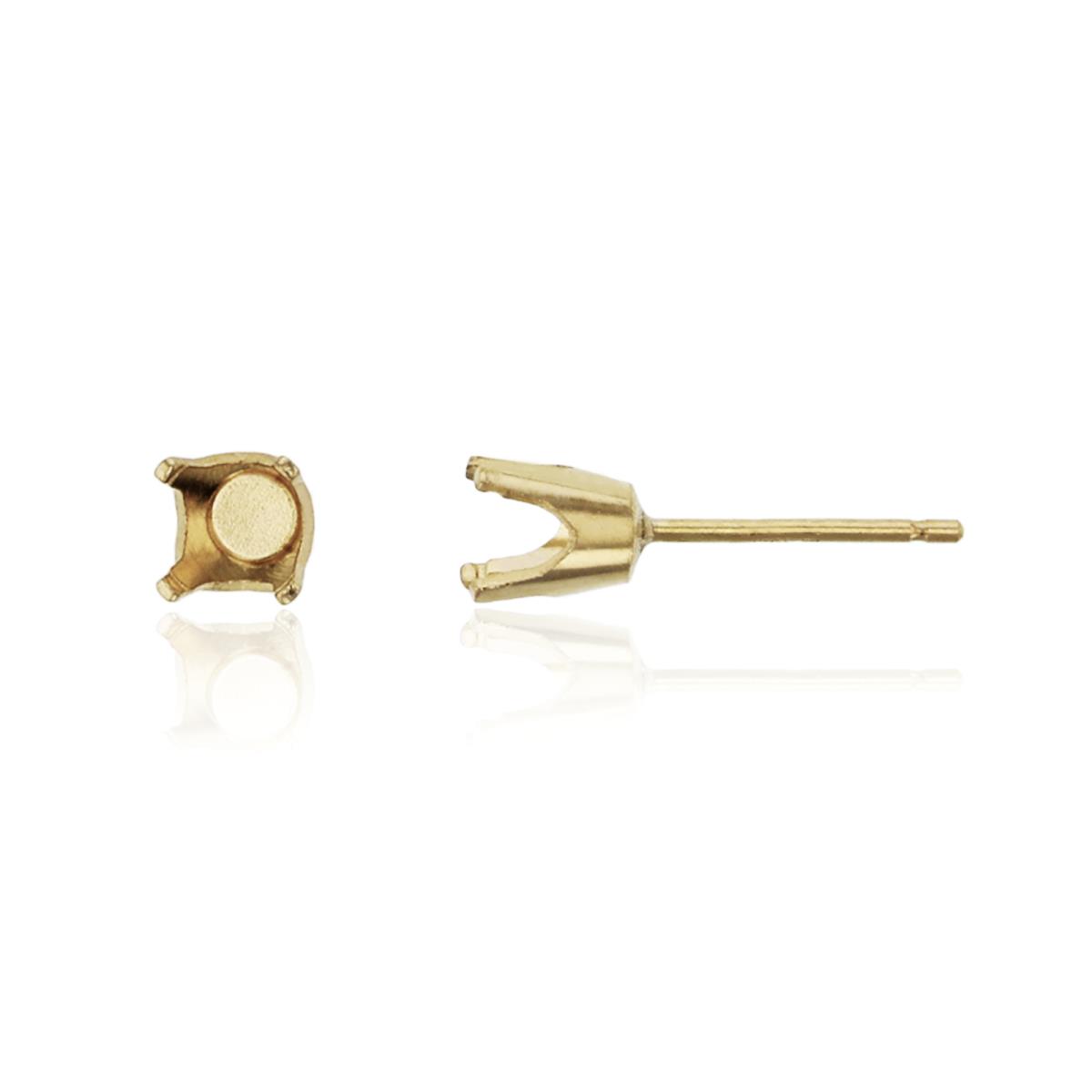 14K Yellow Gold 4mm Rd 4-Prong Die Struck Stud Earring Finding (PC)