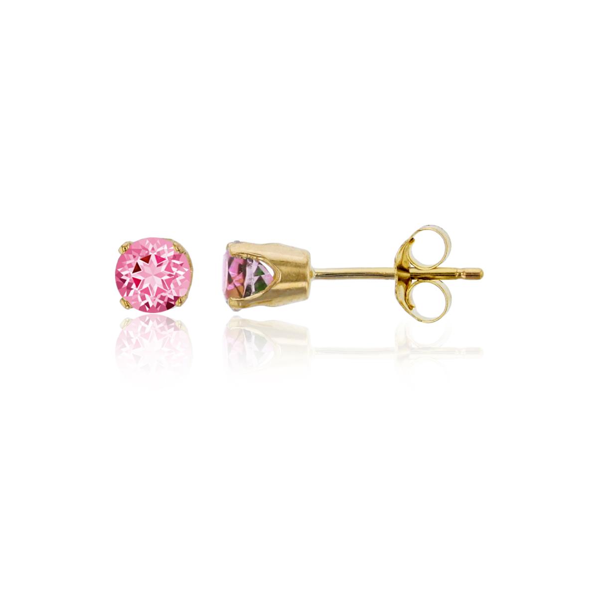 14K Yellow Gold 4mm Rd Swarovski Baby Pink Topaz 4-Prong Die Struck Earring