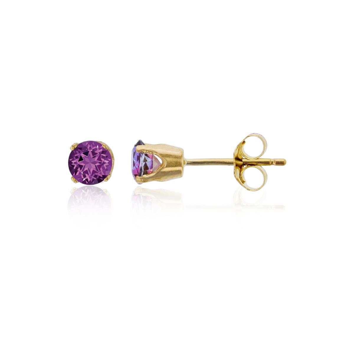 14K Yellow Gold 3mm Rd Swarovski Violac Topaz 4-Prong Die Struck Earring