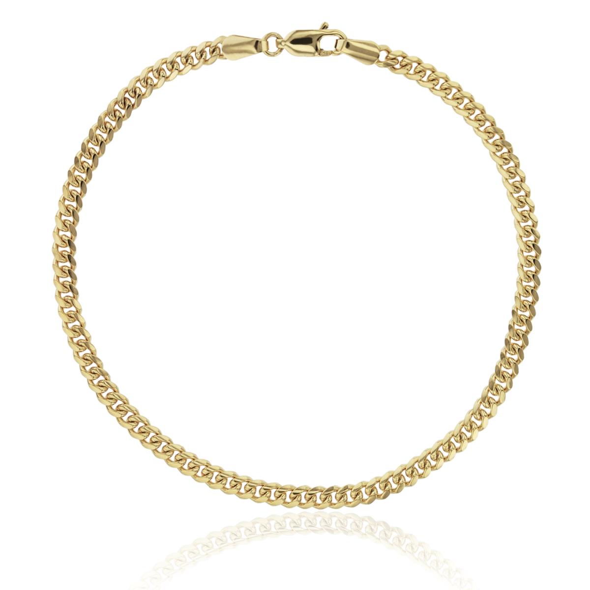 18K Yellow Gold 3.50mm 8.25" Solid Miami Cuban 100 Chain Bracelet with Lobster Lock