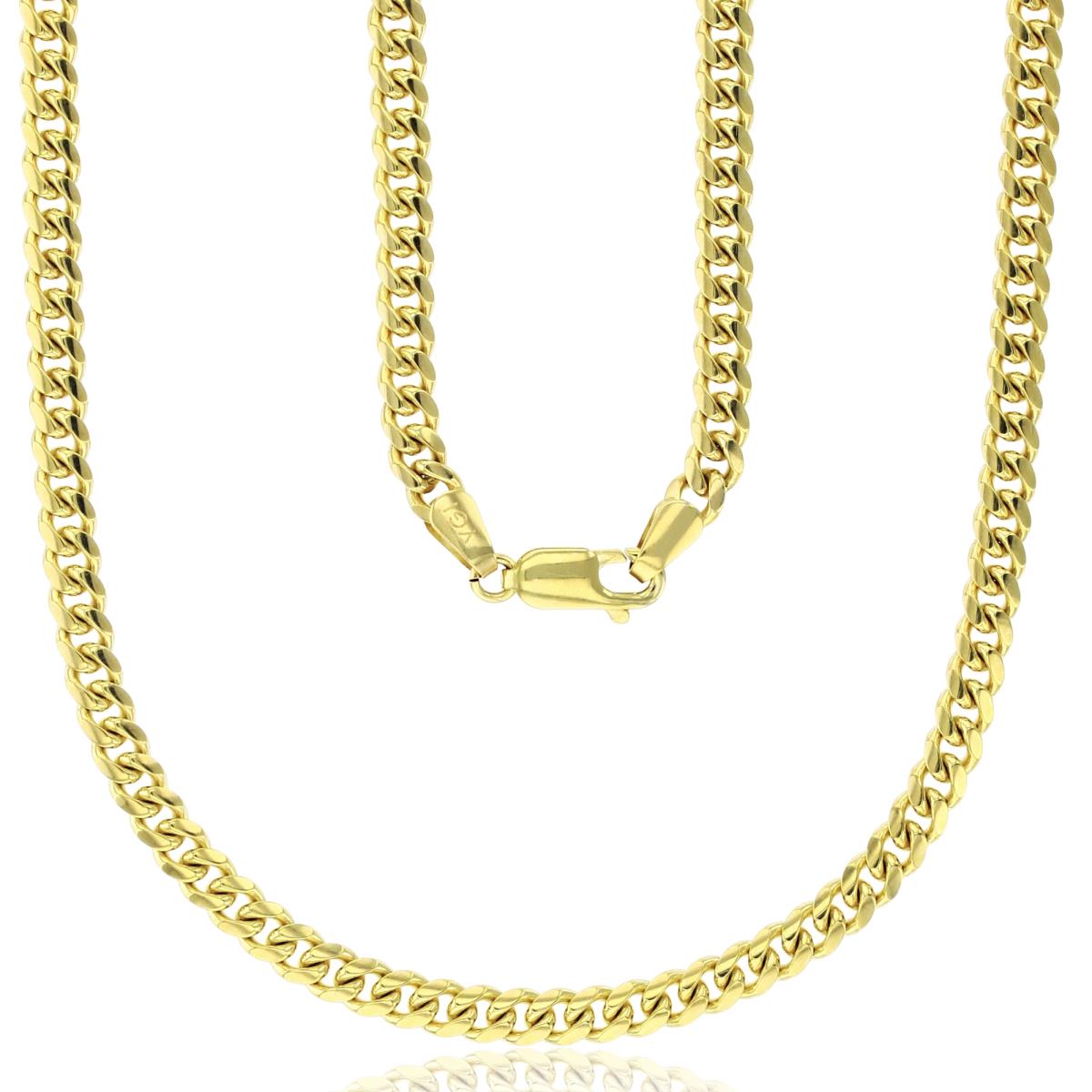 18K Yellow Gold 4.20mm 22" Solid Miami Cuban 120 Chain with Lobster Lock