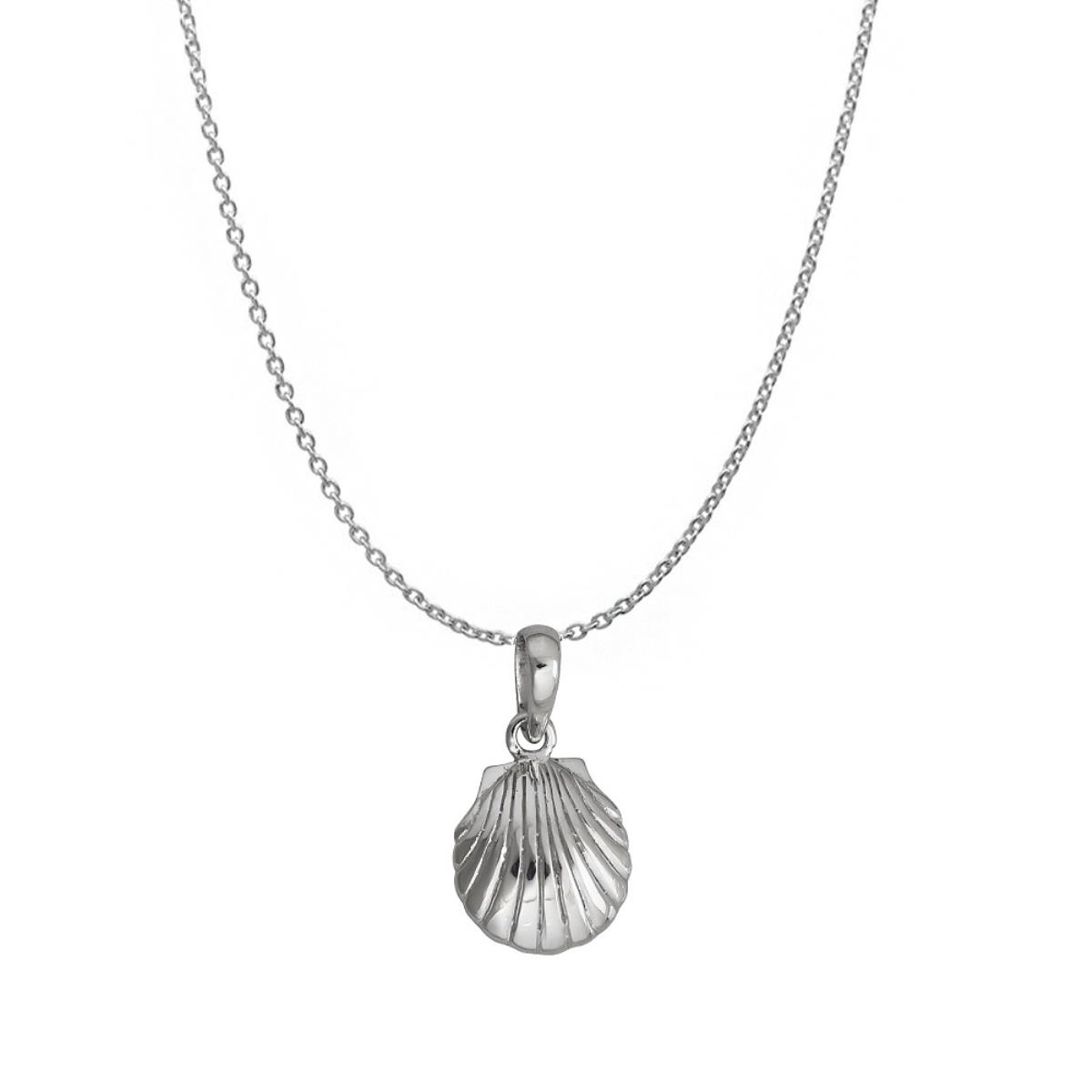 Sterling Silver Rhodium Sea Shell 18" DC Cable Chain