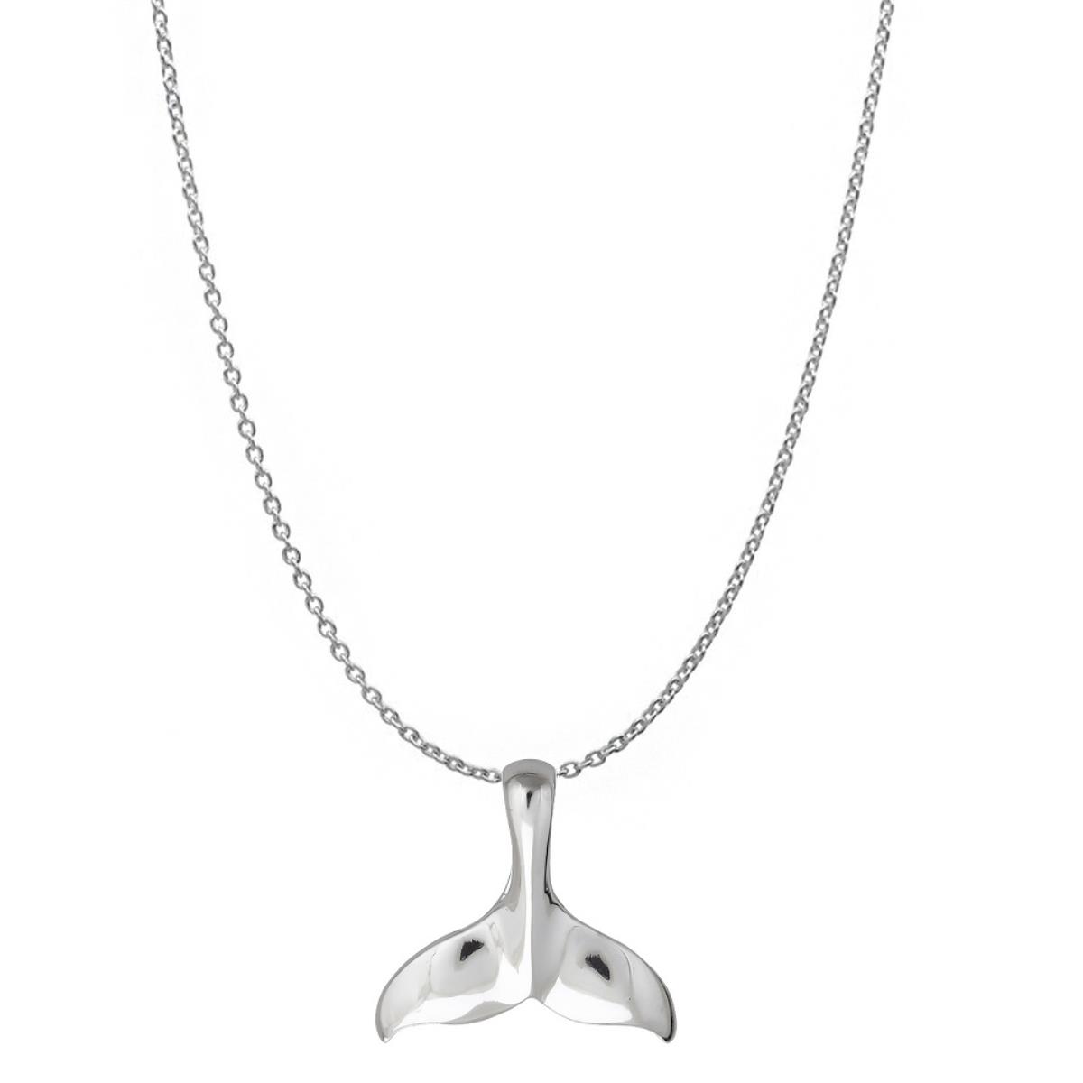 Sterling Silver Rhodium Dolphin Tail 18" DC Cable Chain