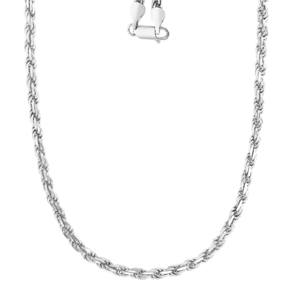 Sterling Silver Rhodium 3.90mm 080 18" DC 8 Side Rope Chain
