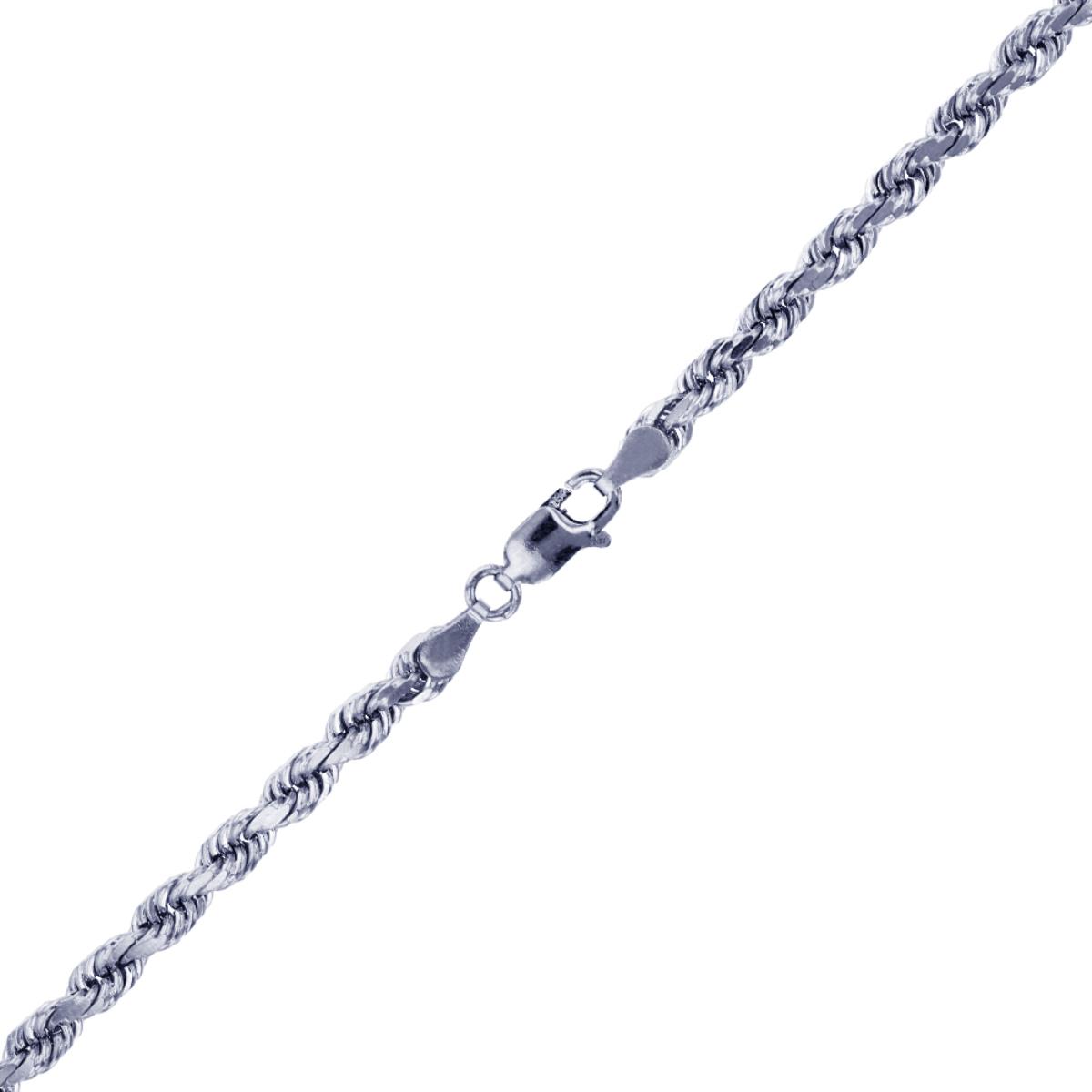 Sterling Silver Rhodium 3.30mm 070 18" DC 8 Side Rope Chain