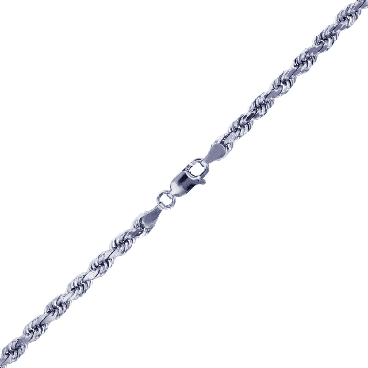 Sterling Silver Rhodium 3.30mm 070 26" DC 8 Side Rope Chain