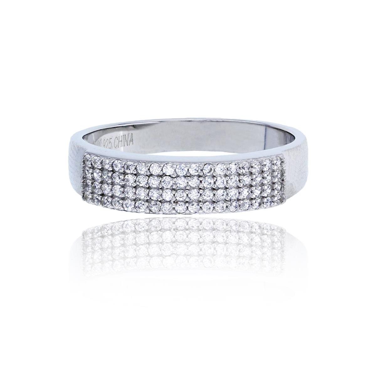 Sterling Silver Rhodium Micropave Round CZ Fahion Ring