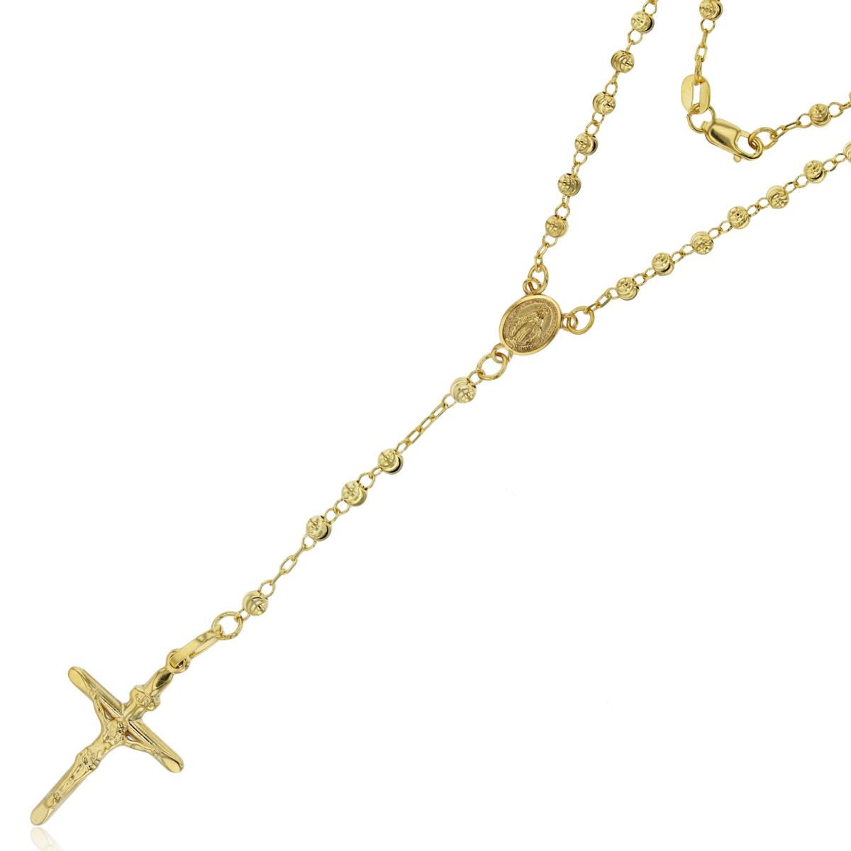 14K Yellow Gold 3mm 17" Moon Rosary Necklace 
