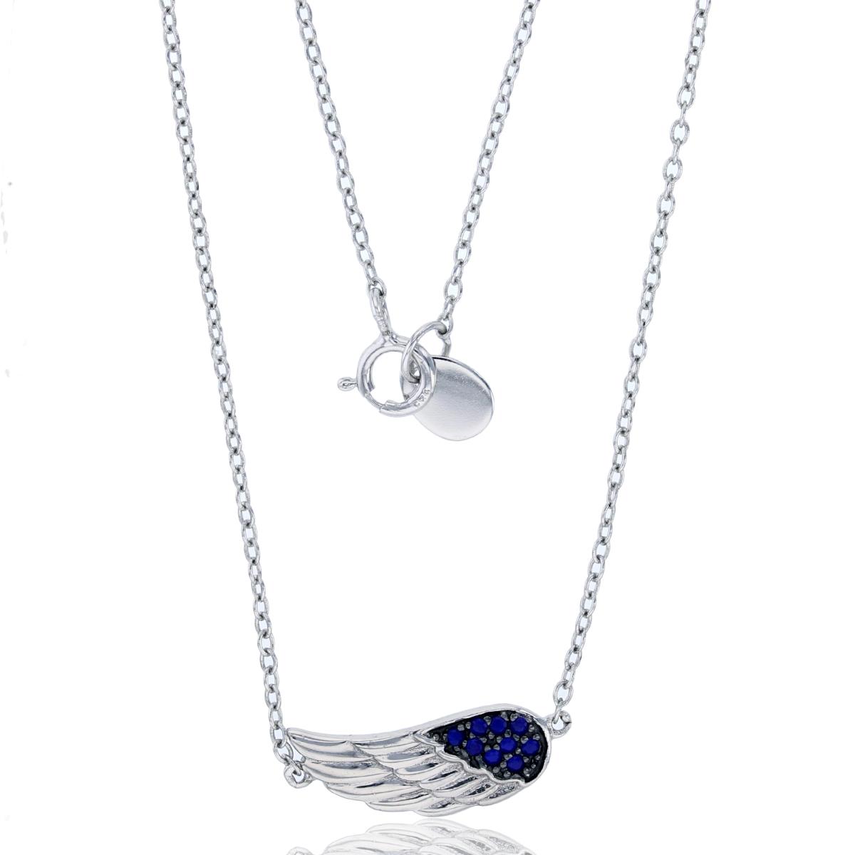 Sterling Silver Rhodium Polished Lapis Blue Wing 18" Necklace