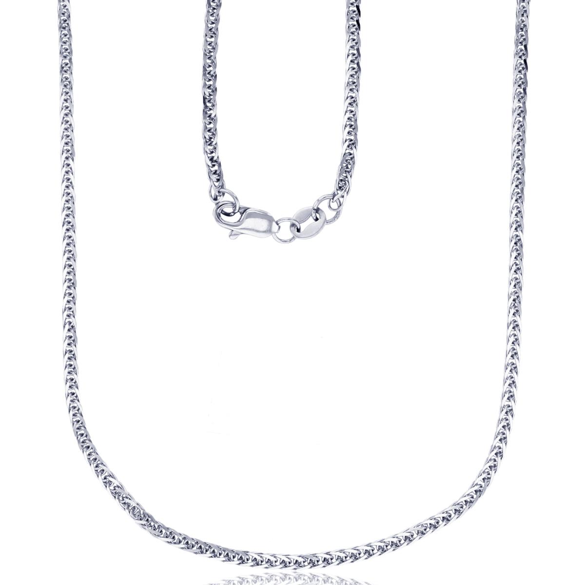 14k White Gold DC 2.00mm 035 18" Triple Spiga Wheat Chain  