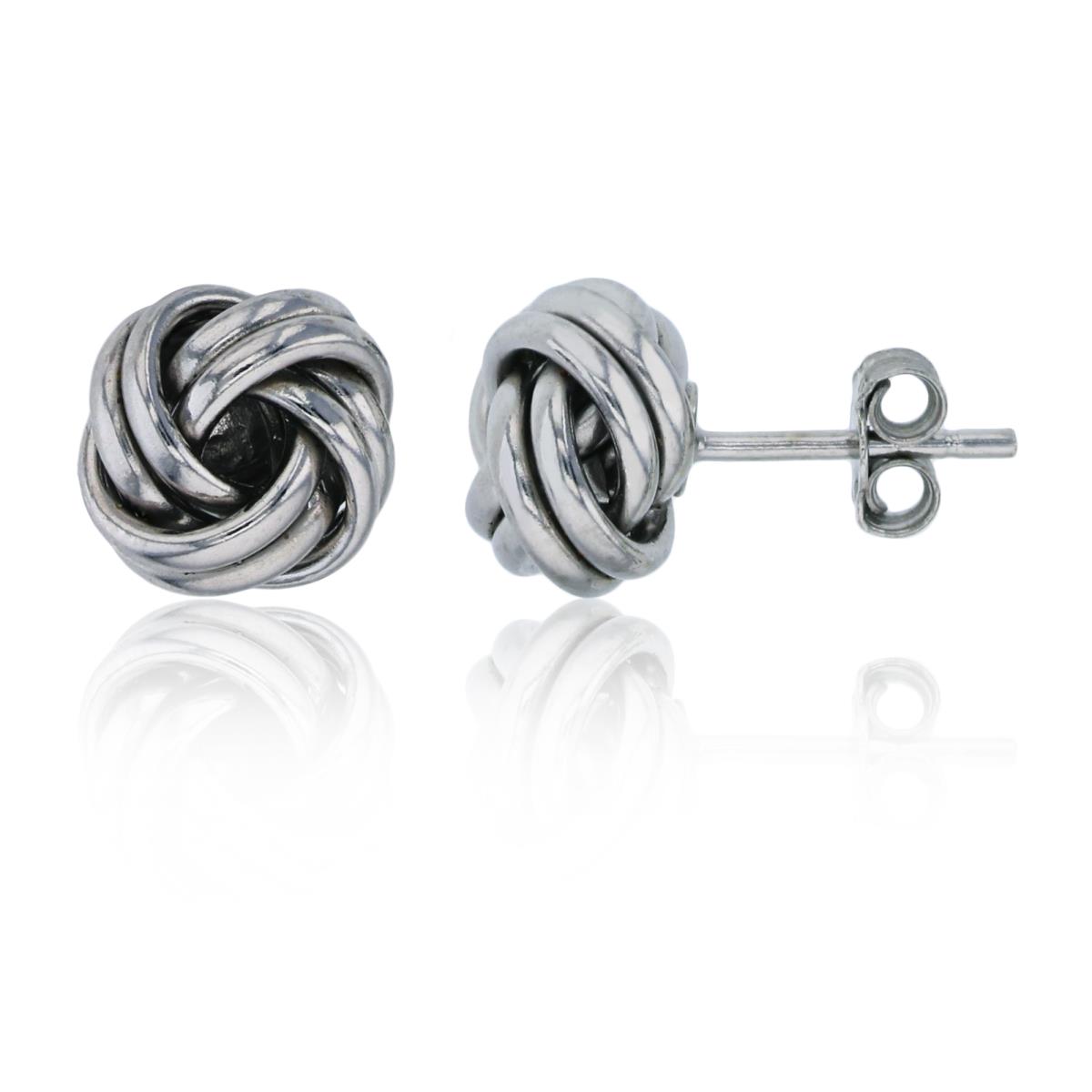 Sterling Silver Rhodium 9x9mm Polished Knot Stud Earring