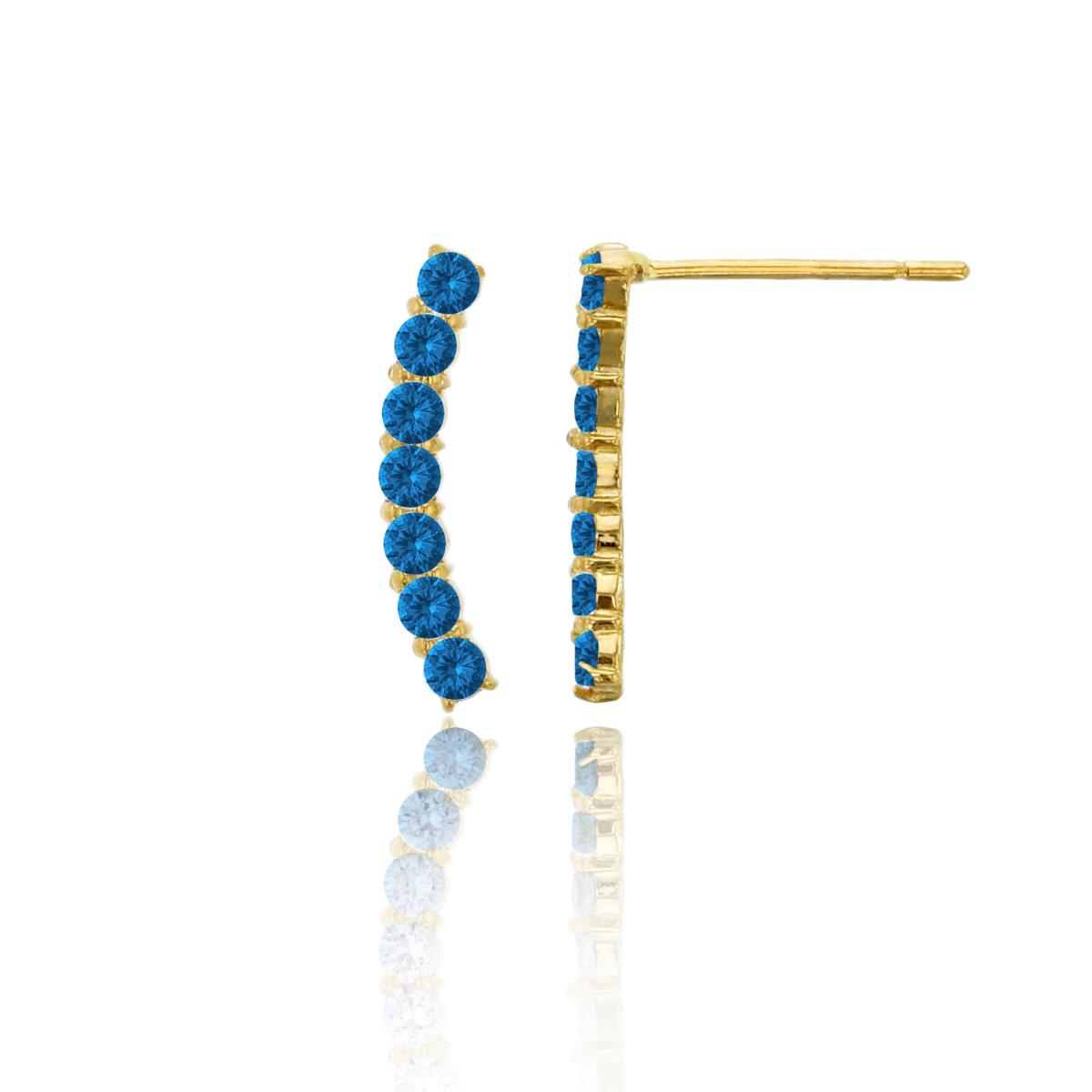 14K Yellow Gold 1.75mm Rd 7-Stone Sapphire Dark Swarovski Nano Curved Liner Stud Earring