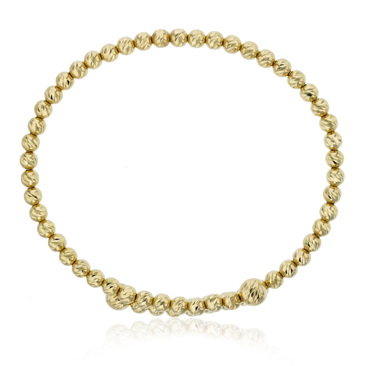 14K Yellow Gold Polished Diamond Cut Beaded Bangle