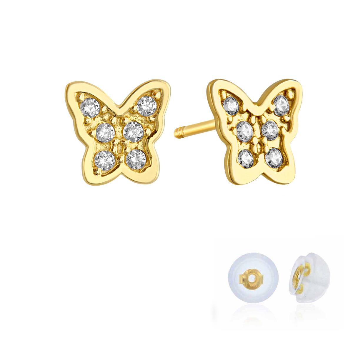 14K Yellow Gold 4x6mm Polished Petite Butterfly Stud Earring