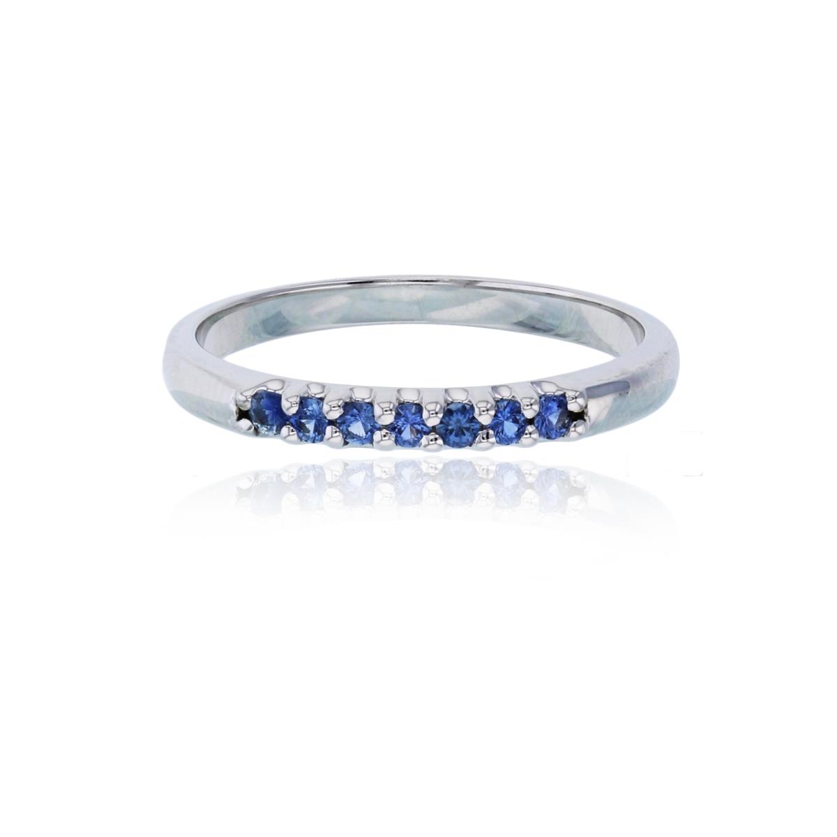 14K White Gold Swarovski Pastel Blue Sapph. 7-Stone Rd Comfort Feel Band Ring