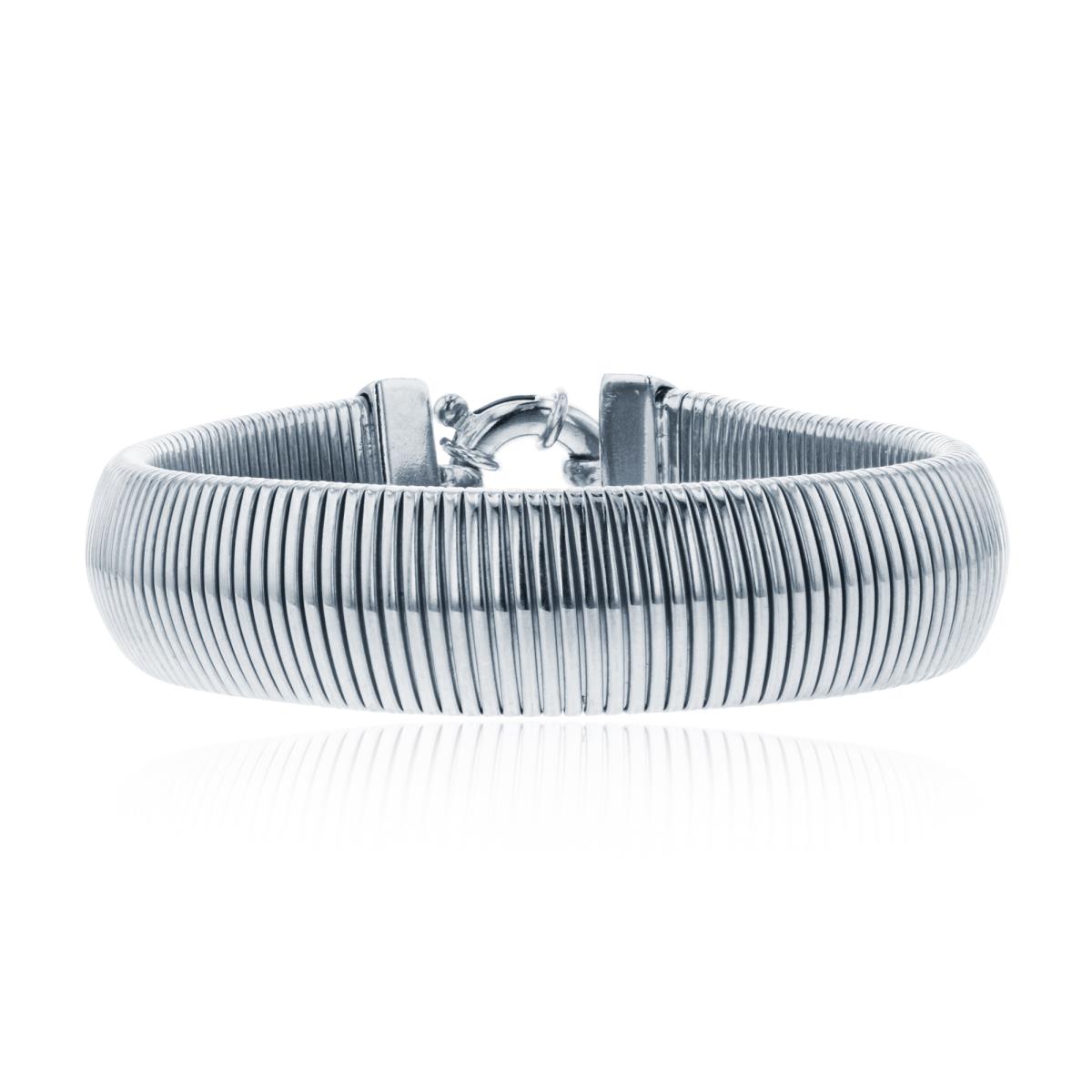 Sterling Silver Rhodium 15.00mm 150 Gauge Tubo Gas 7.5" Bracelet