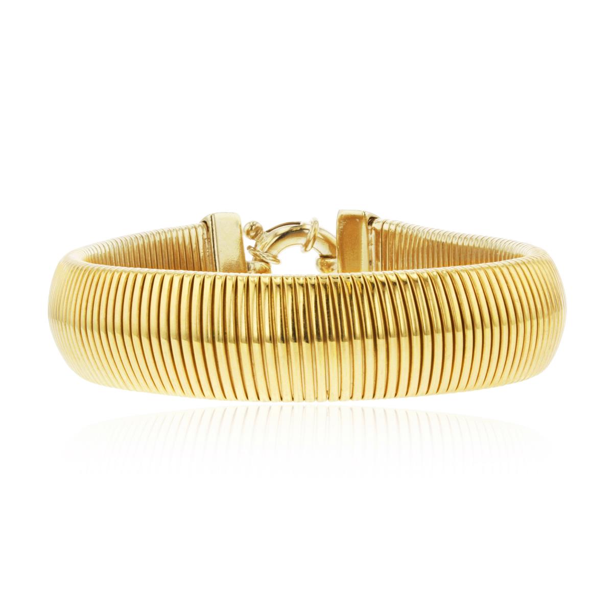 Sterling Silver Yellow 15.00mm 150 Gauge Tubo Gas 7.5" Bracelet