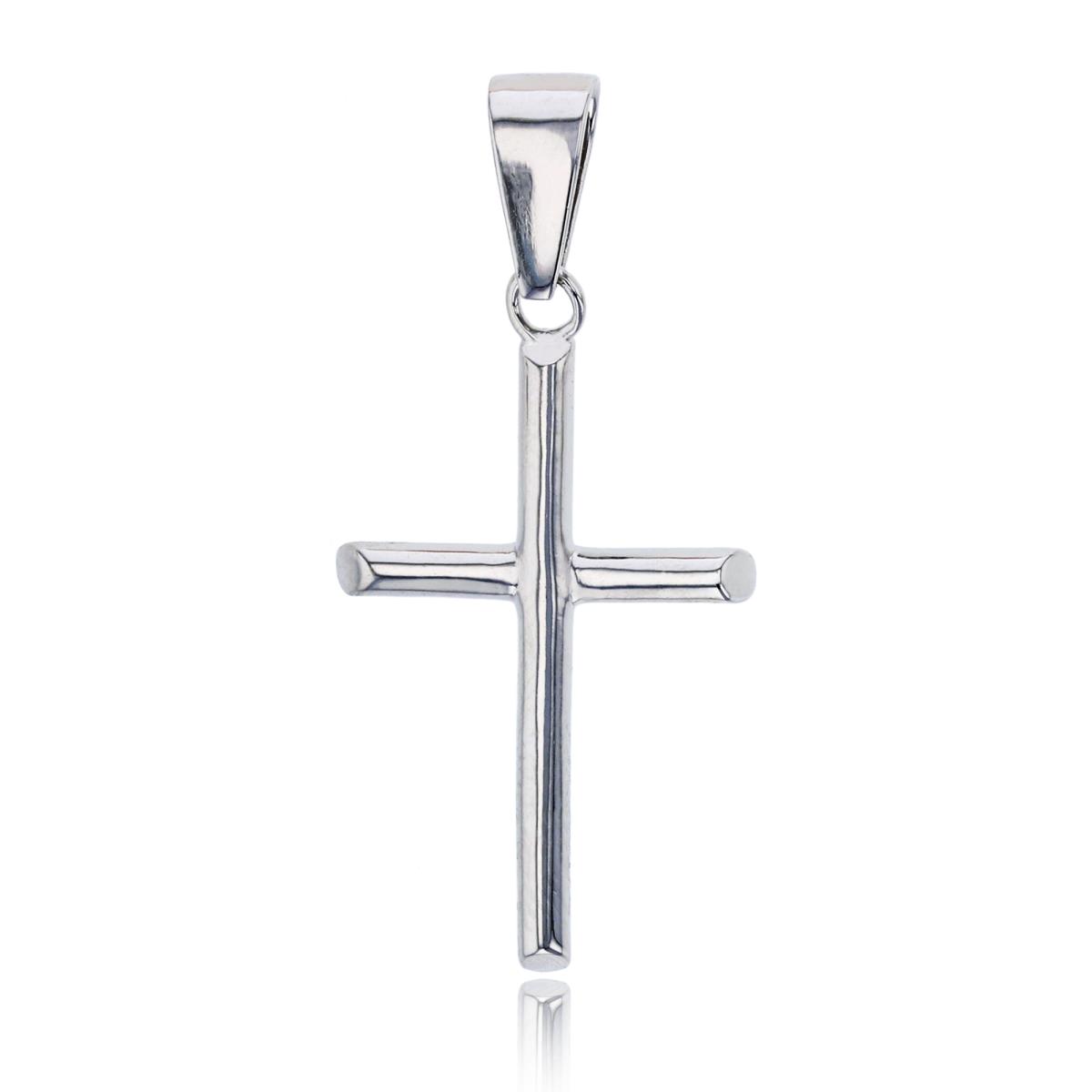 Sterling Silver Rhodium 35x16mm Polished Cross Pendant
