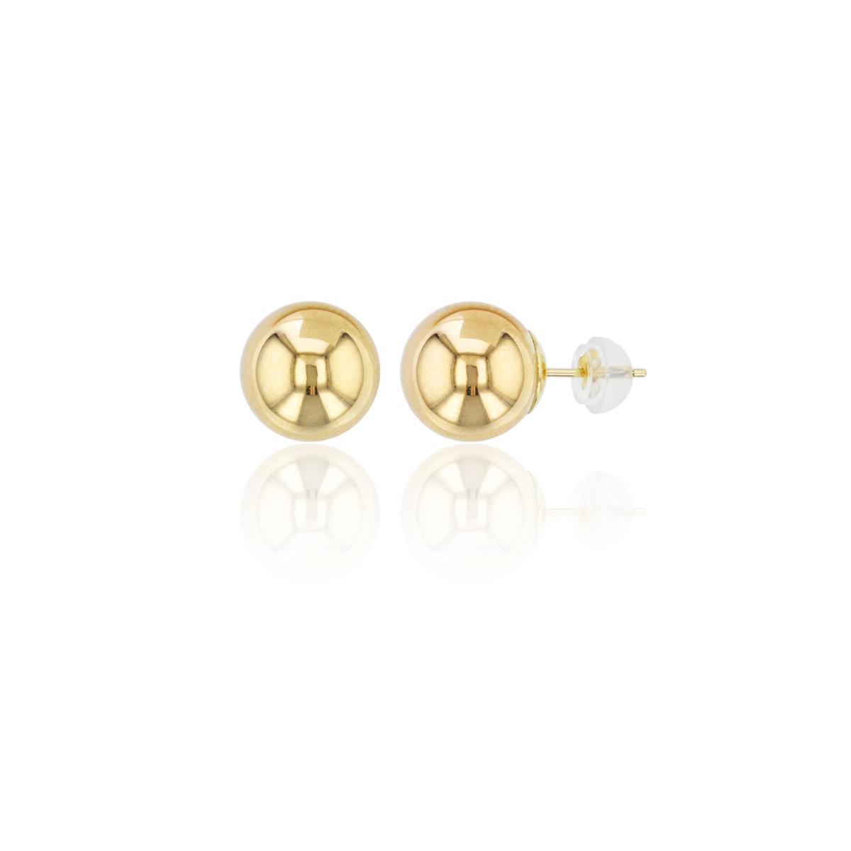 14K Yellow Gold 7mm Ball Stud Earring with Silicone Back