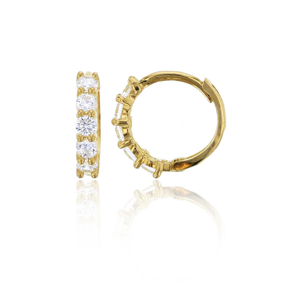 10K Yellow Gold 5-Stone Prong Round White Swarovski Zirconia Huggie Earring