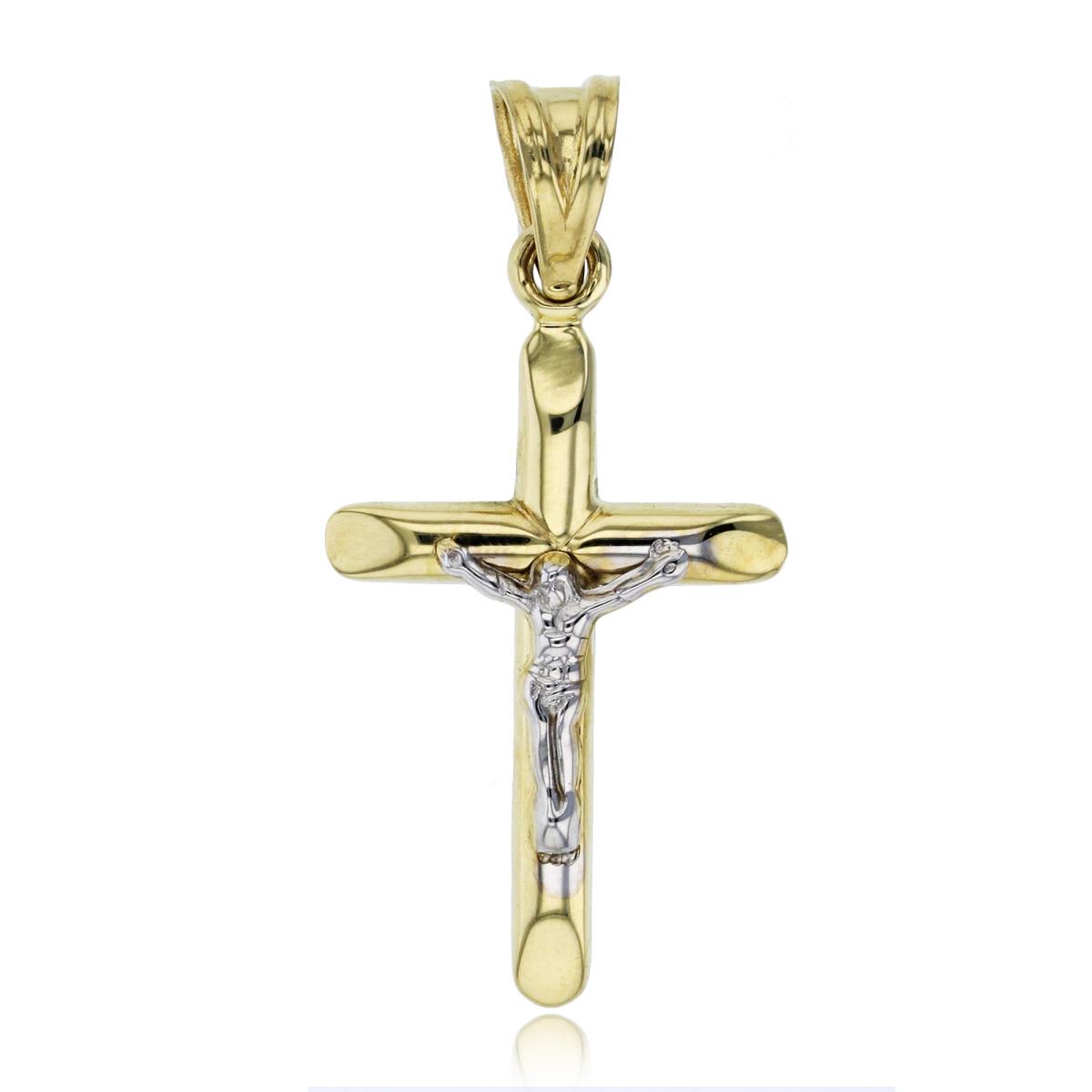 14K Two-Tone Gold 35x17mm Polished Crucifix Cross Pendant