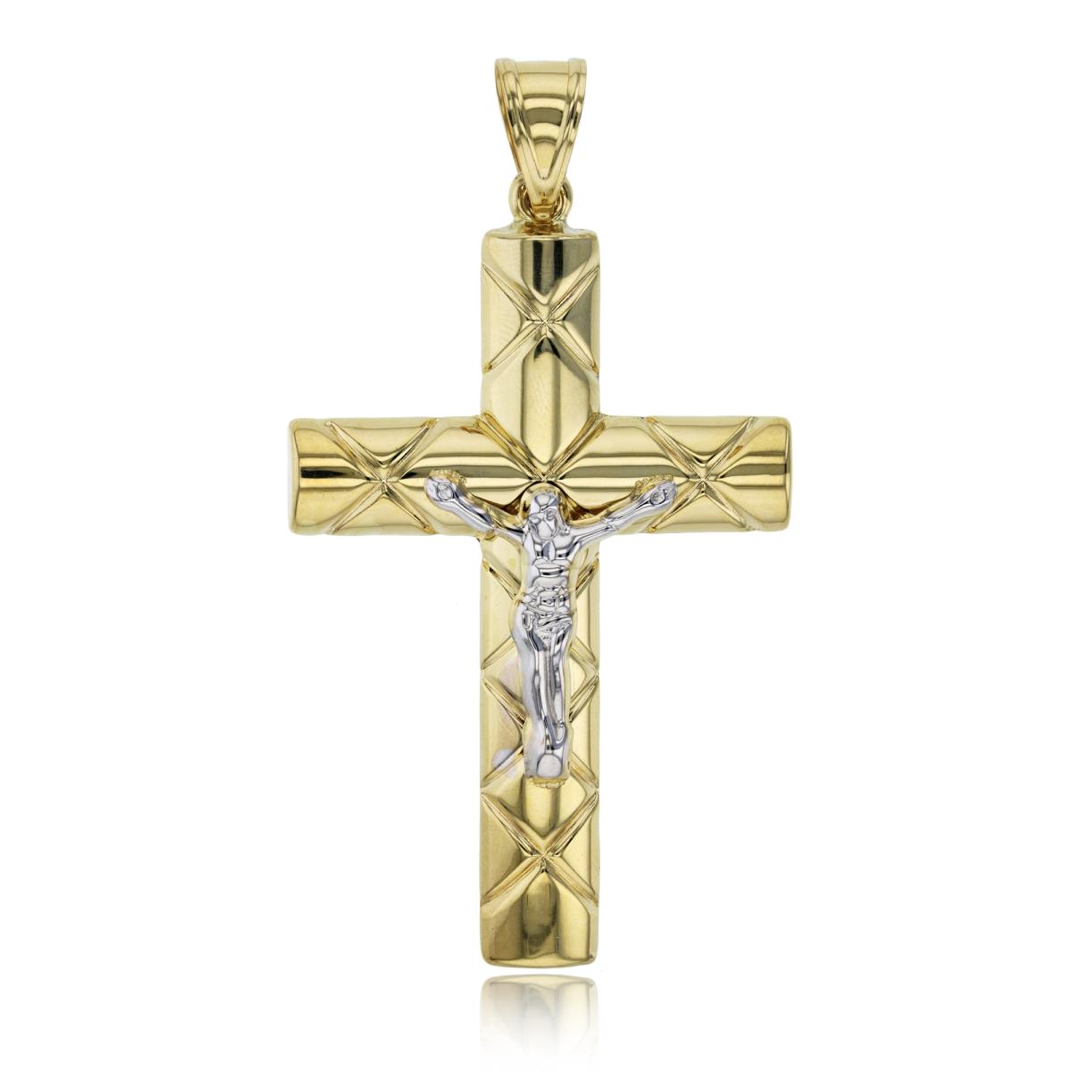 14K Two-Tone Gold 80x43mm "X" Crucifix Cross Pendant