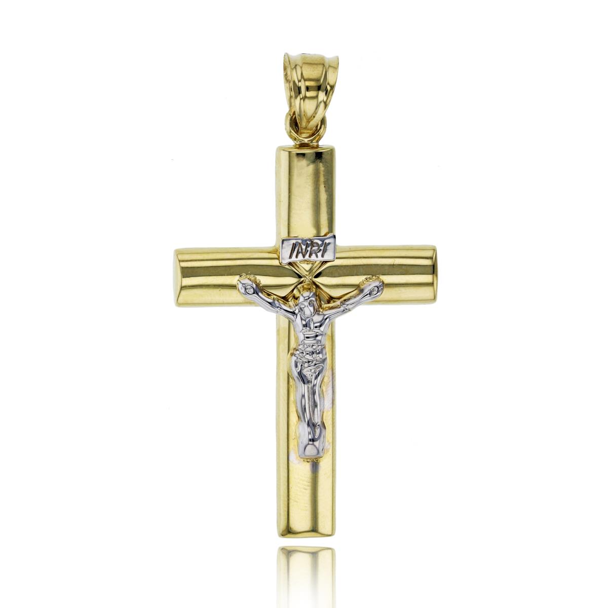 14K Two-Tone Gold 58x30mm High Polished Crucifix Cross Pendant