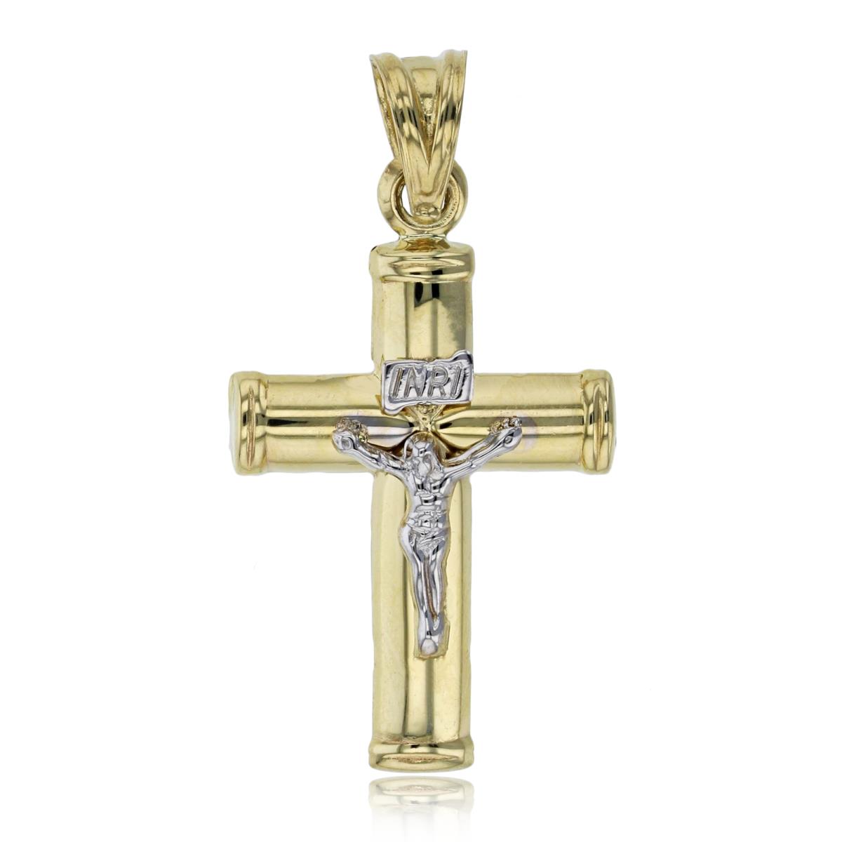 14K Two-Tone Gold 36x18mm Polished Crucifix Cross Pendant