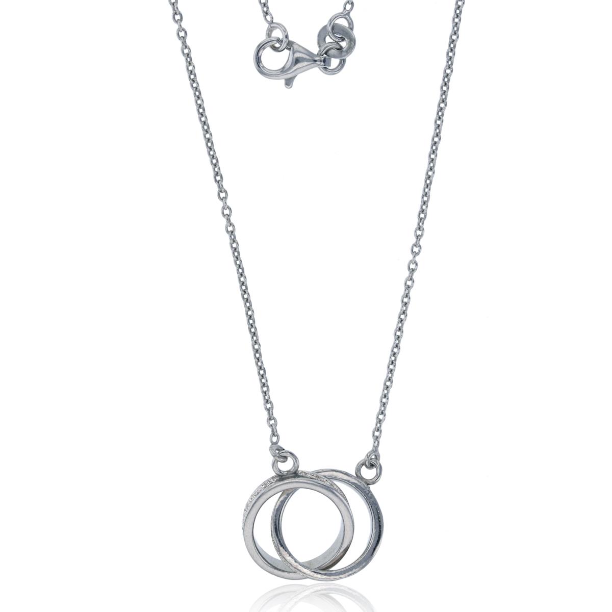 Sterling Silver Rhodium Interlocking Glitter Circles 18" Necklace