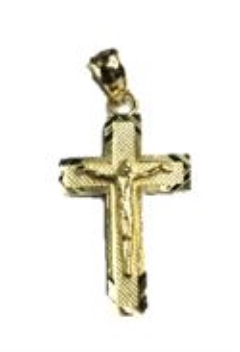 14K Yellow Gold DC Flat Crucifix 18" Necklace