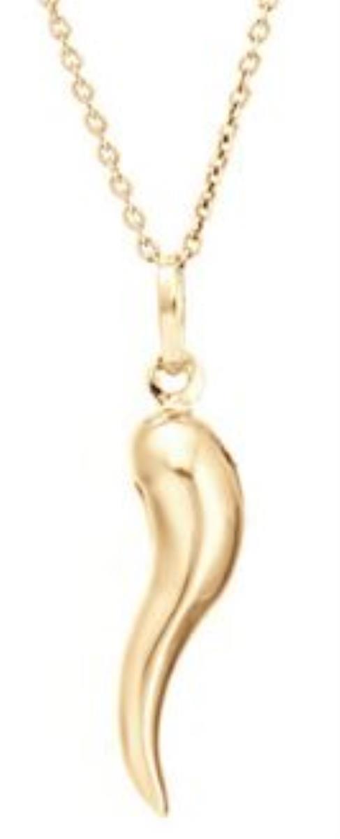 14K Yellow Gold 32x10mm Horn 18" Necklace
