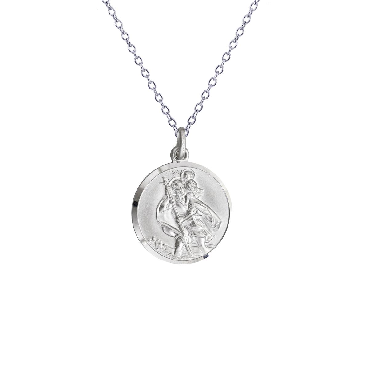 Sterling Silver mm Round St. Christopher Medal 18" Necklace