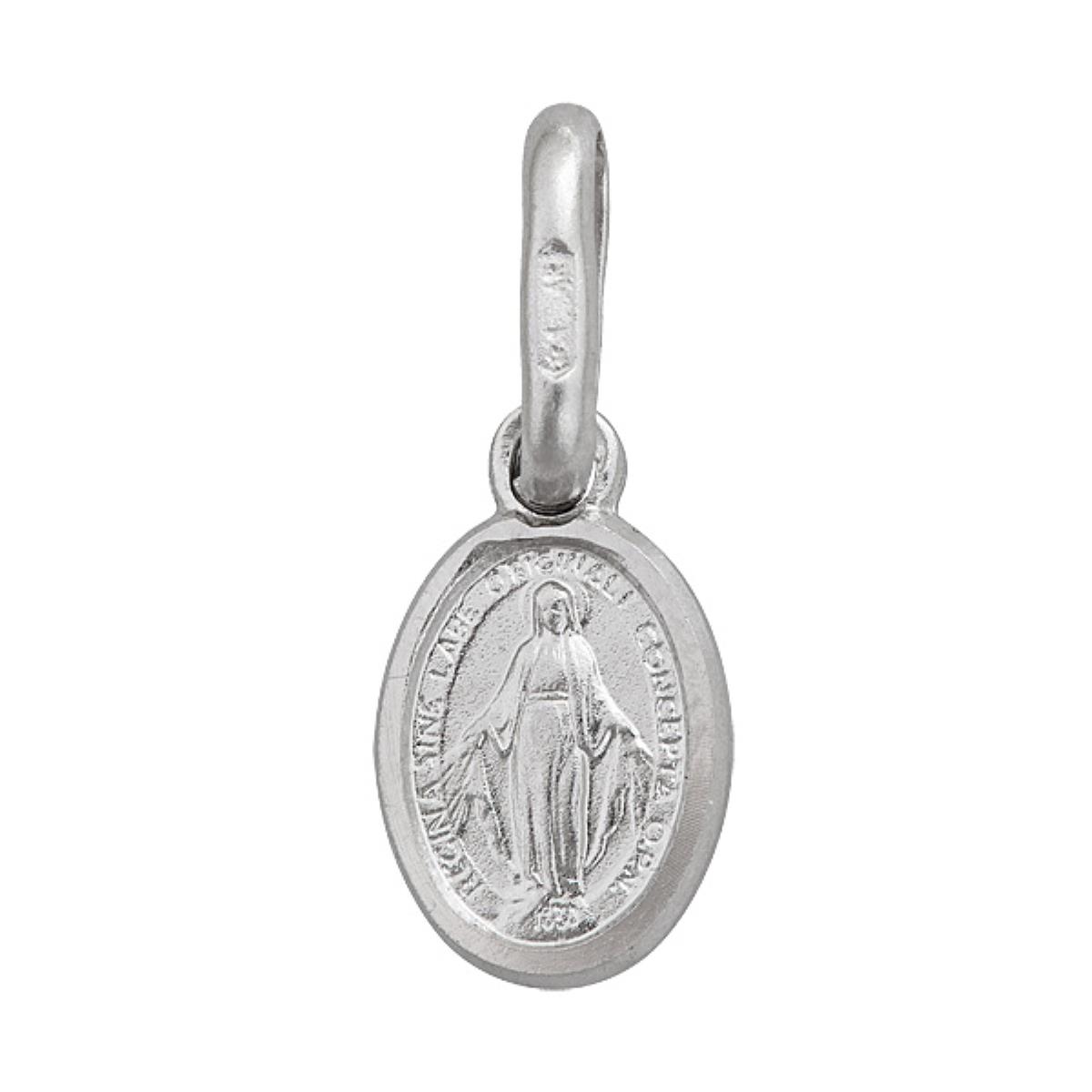 Sterling Silver mm Oval Virgin Mary Medal 18" Necklace