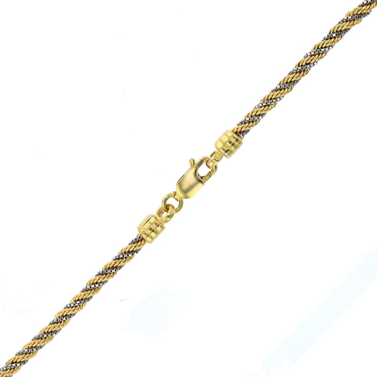 14K Two-Tone Gold 18" 3mm Twist Rope and Box Chain