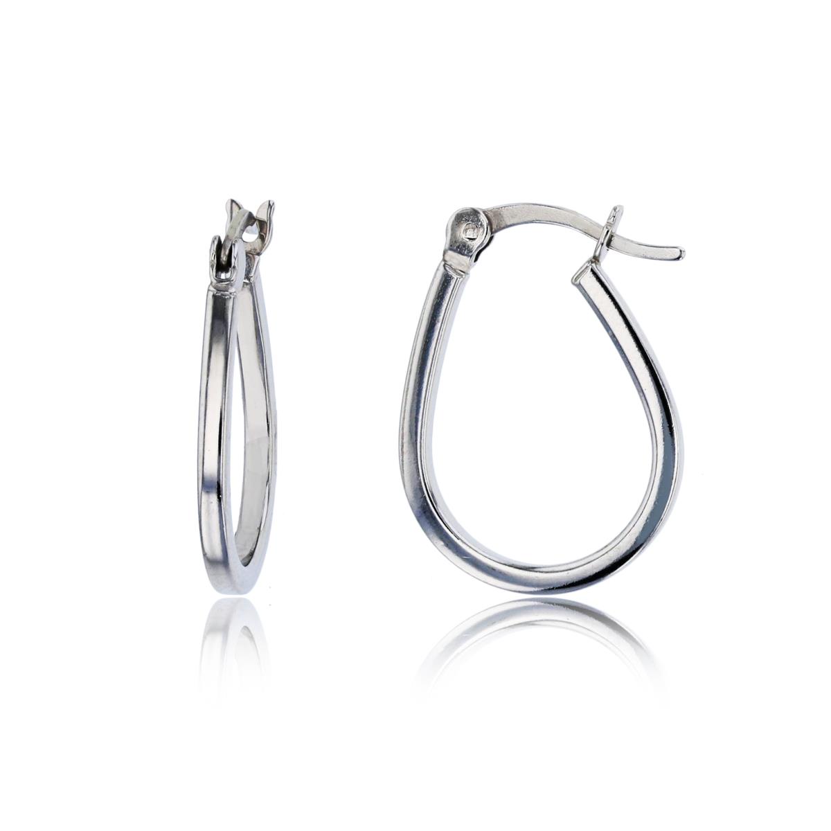 Sterling Silver Rhodium 20x2mm Polished Pear Shaped Hoop Earring