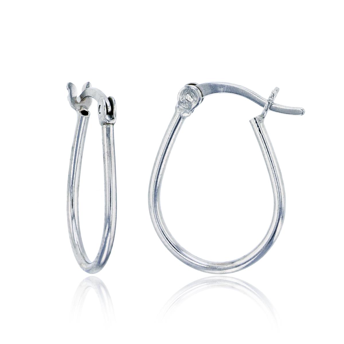 Sterling Silver Rhodium Polished 18x1mm Thin Wire Pear Shape Hoop Earring