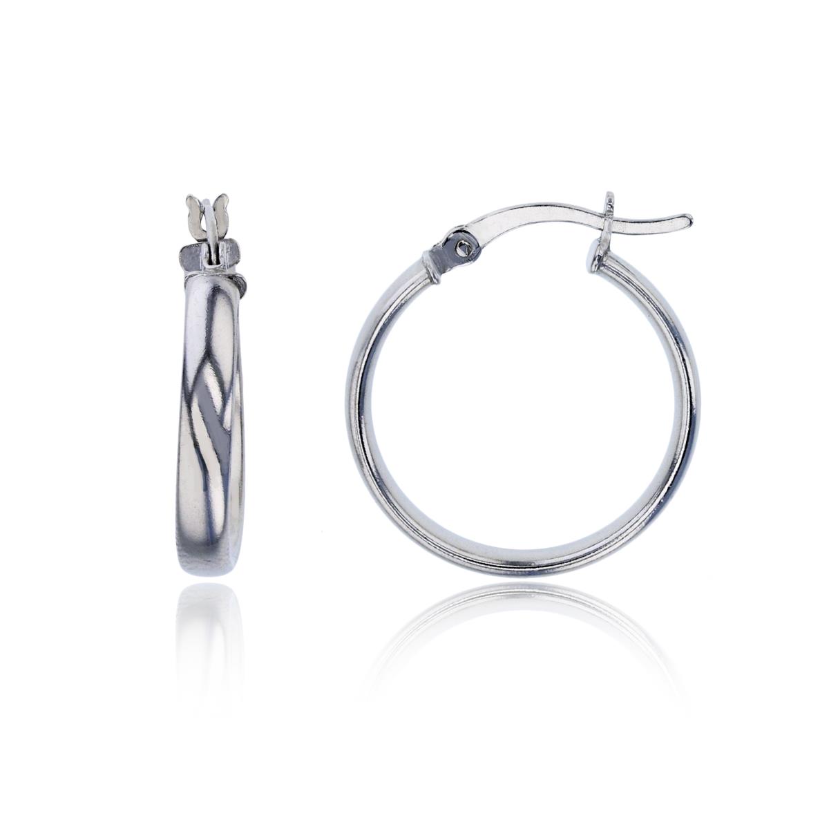 Sterling Silver Rhodium Polished 20x3mm Hoop Earring