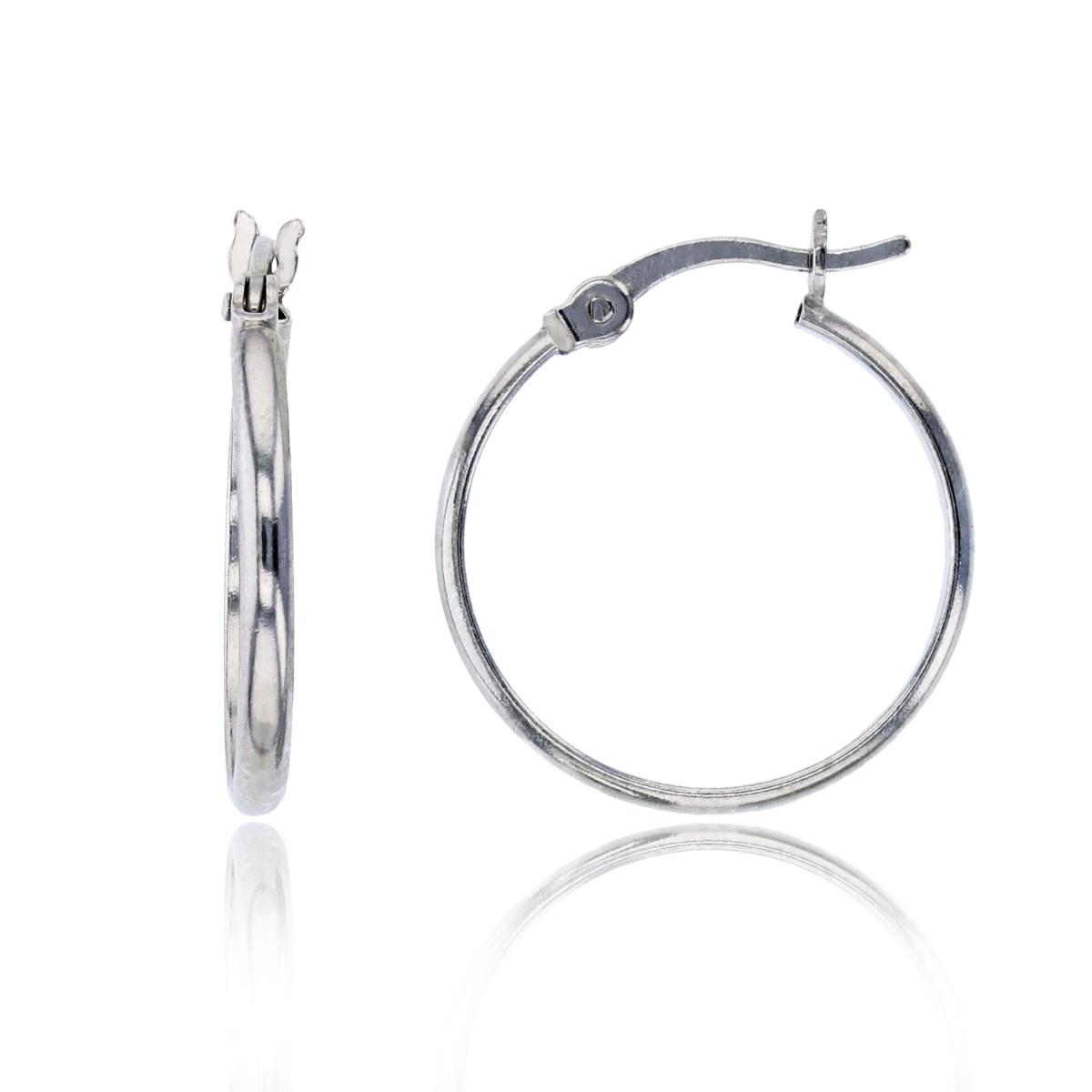 Sterling Silver Rhodium 18x2mm Polished Hoop Earring