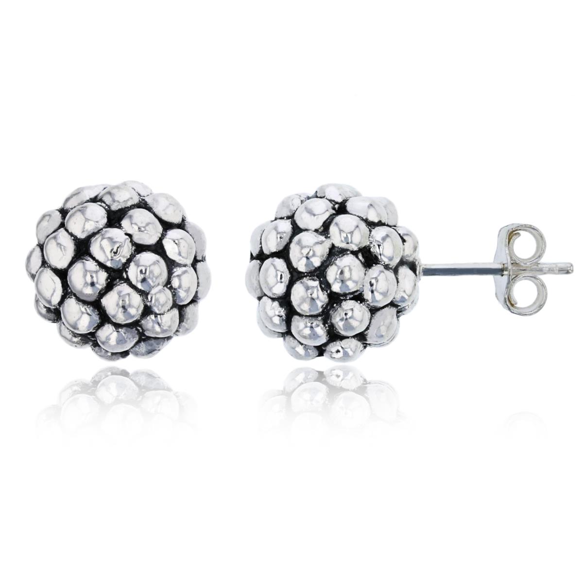 Sterling Silver Oxidized Bubble Ball Stud Earring