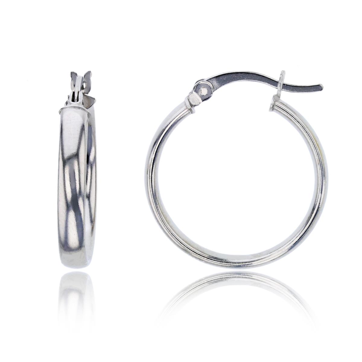 Sterling Silver Rhodium Polished 20x3mm Hoop Earring