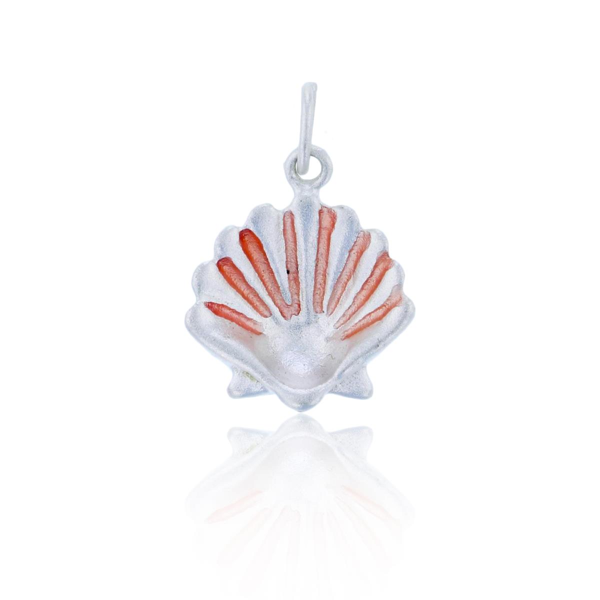 Sterling Silver Silver Plated Red Tint Sea Shell Pendant