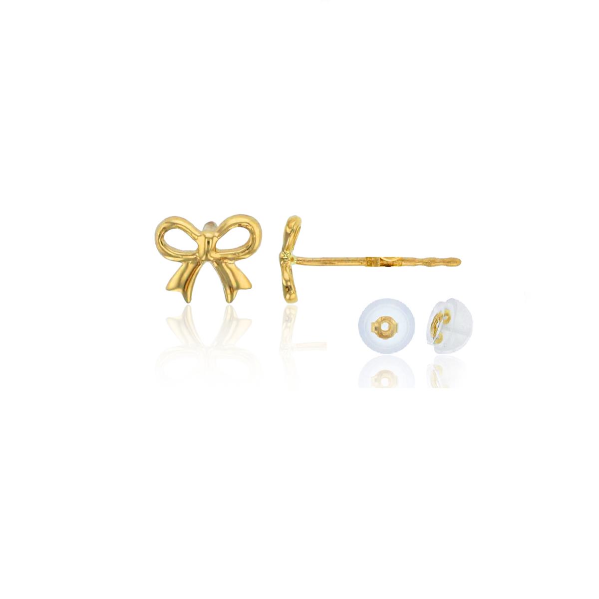 14K Yellow Gold Polished Bow Stud Earring & 14K Silicone Back