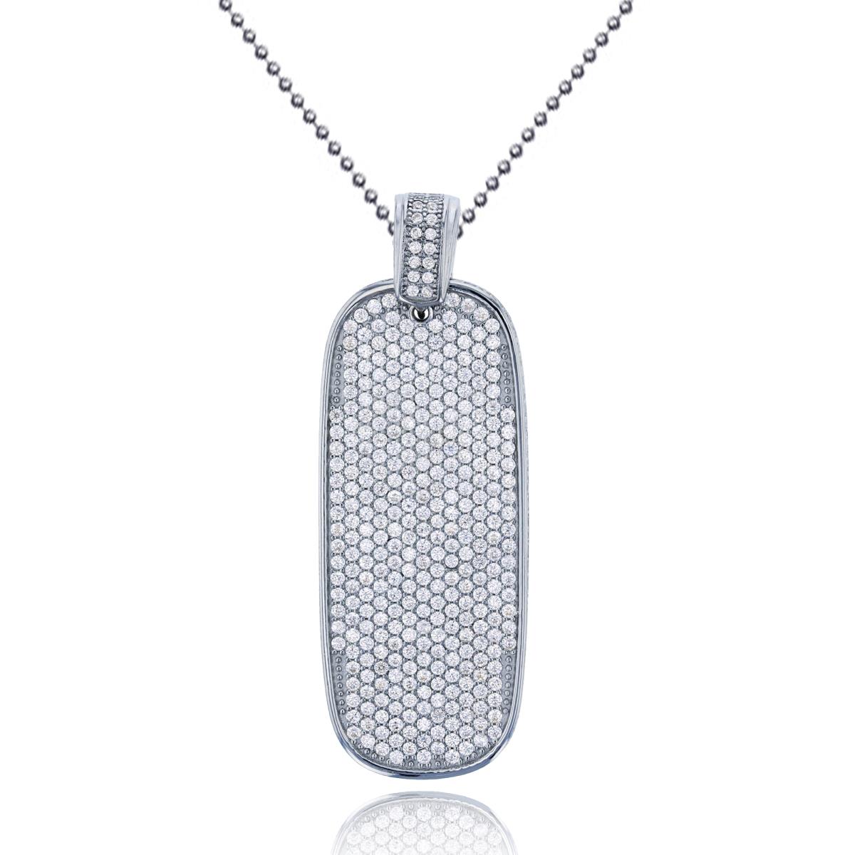 Sterling Silver Rhodium Micropave Skateboard CZ 20" Ball Chain Necklace