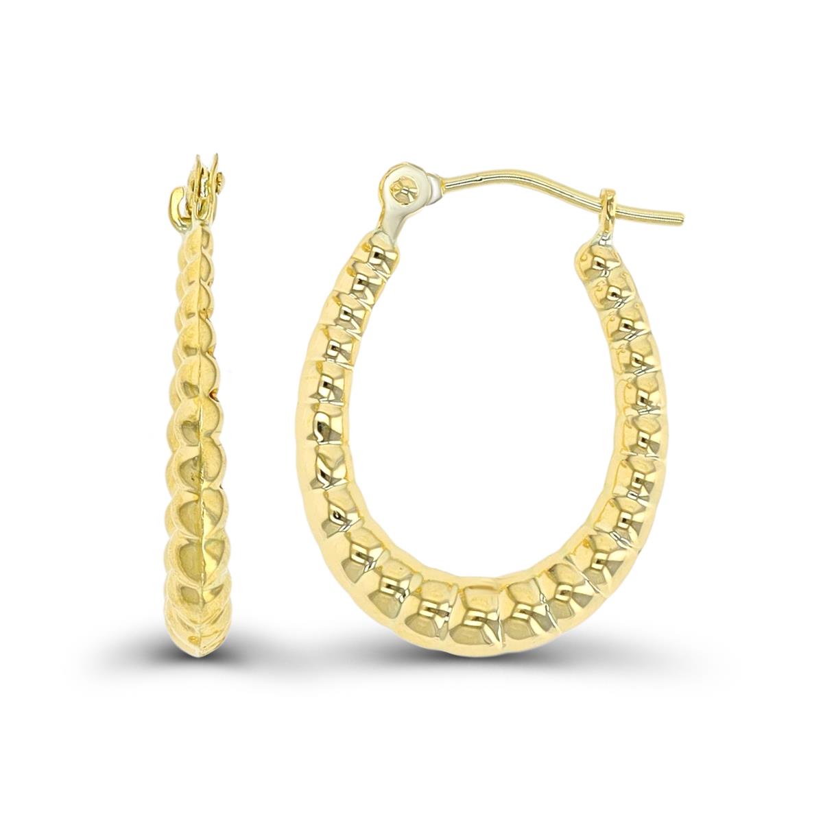 10K Yellow Gold 20x3mm High Polished Shrimp Hoop Earring