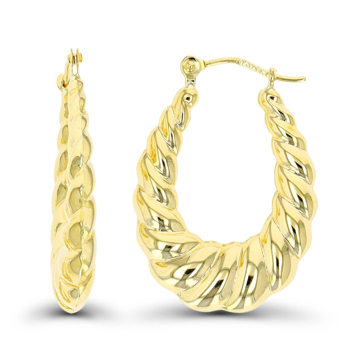 14K Yellow Gold 25x4mm High Polished Graduated Twisted Hoop Earring