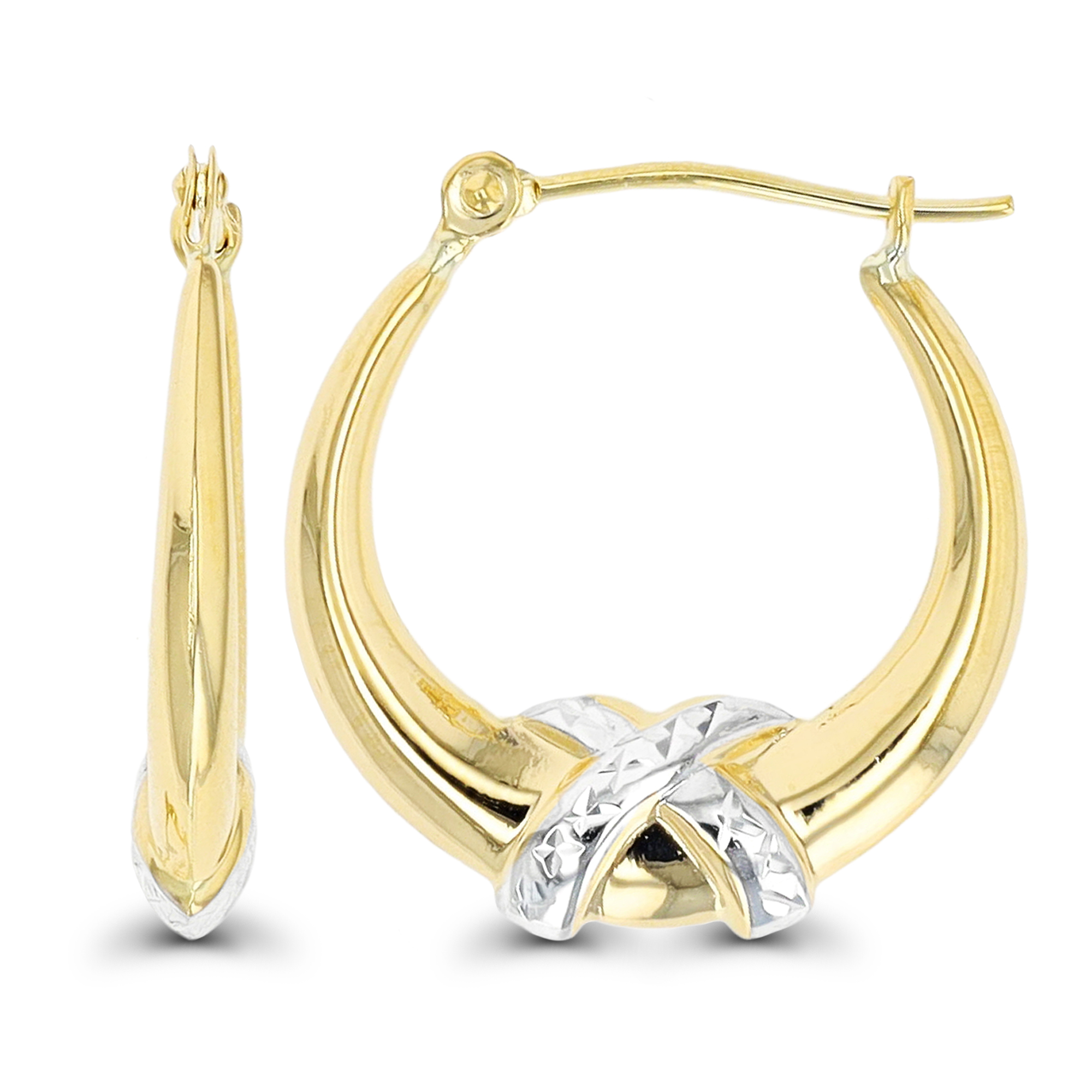 14K Two-Tone Gold 20x3mm Polished with DC Knot Hoop Earring