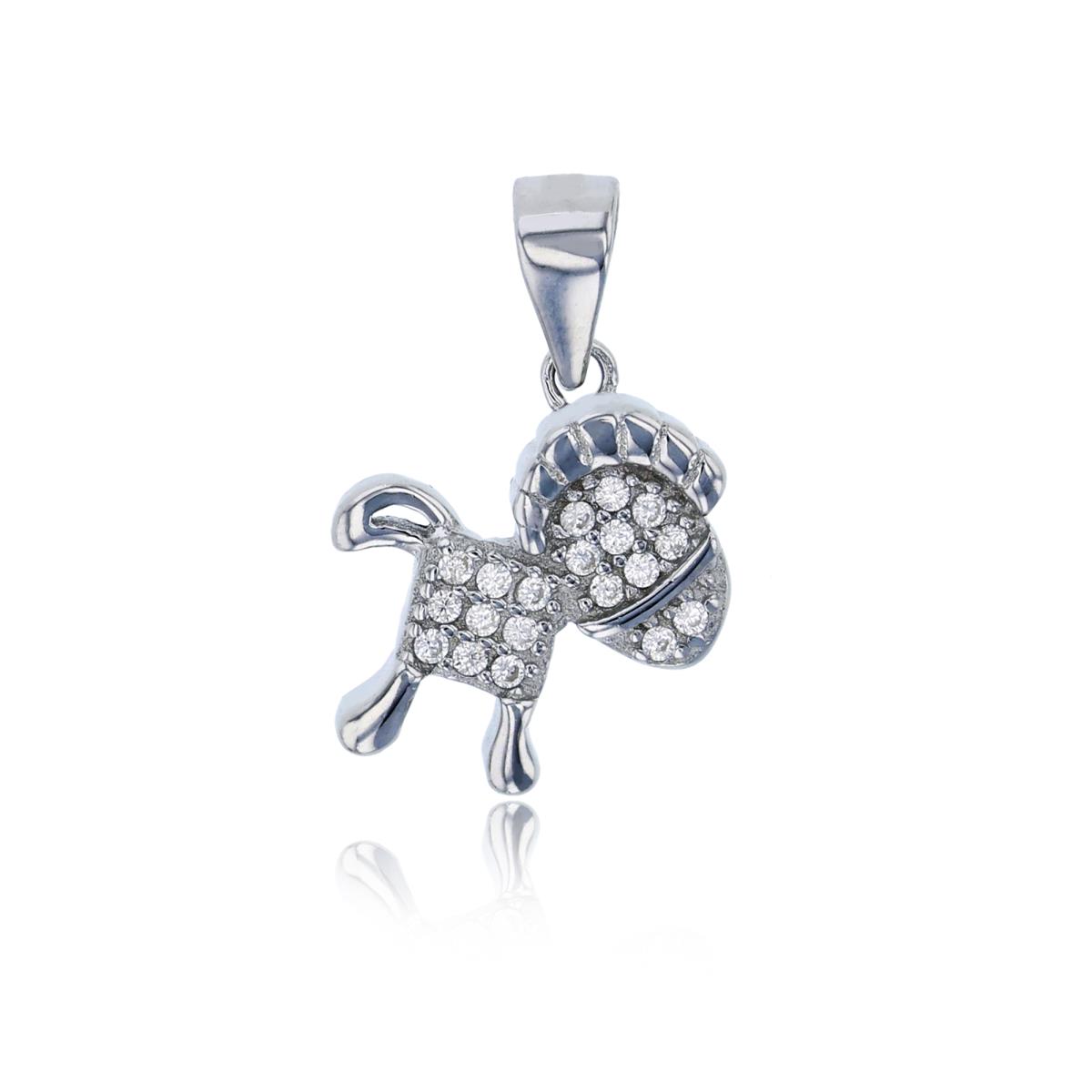 Sterling Silver Rhodium Micropave Horse Toy Pendant